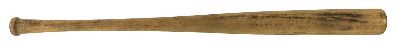 1927 Mel Ott New York Giants H&B Louisville Slugger Sidewritten Lathe Bat (MEARS A10)