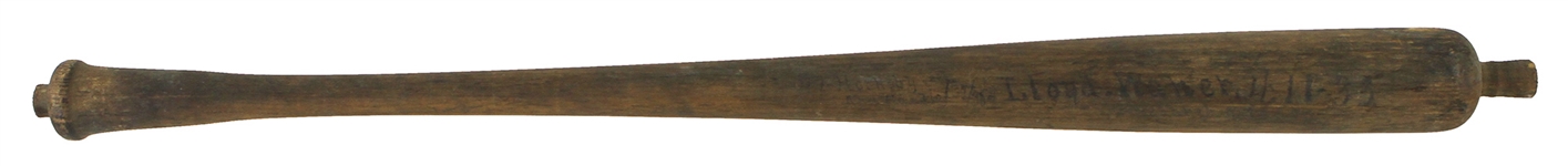 1933 Lloyd Waner Pittsburgh Pirates H&B Louisville Slugger Professional Model Sidewritten Lathe Bat (MEARS A10)