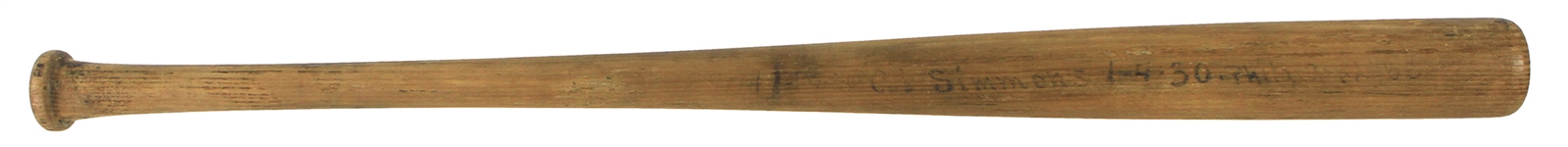1930 Al Simmons Philadelphia Athltics H&B Louisville Slugger Professional Model Sidewritten Lathe Bat (MEARS LOA)