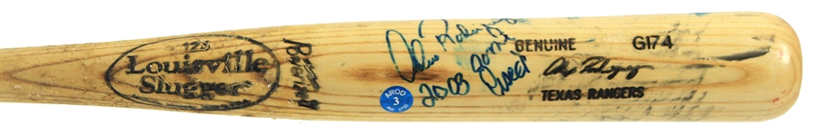 2003 Alex Rodriguez Texas Rangers Signed & Inscribed Louisville Slugger Professional Model Game Used Bat (MEARS A7/JSA) AL MVP Season
