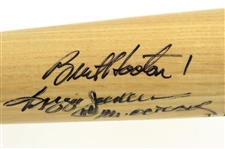 1977 Reggie Jackson Burt Hooton Charlie Hough Elias Sosa Multi Signed Rawlings Adirondack Bat (MLB Hologram/Steiner/JSA) 30/77