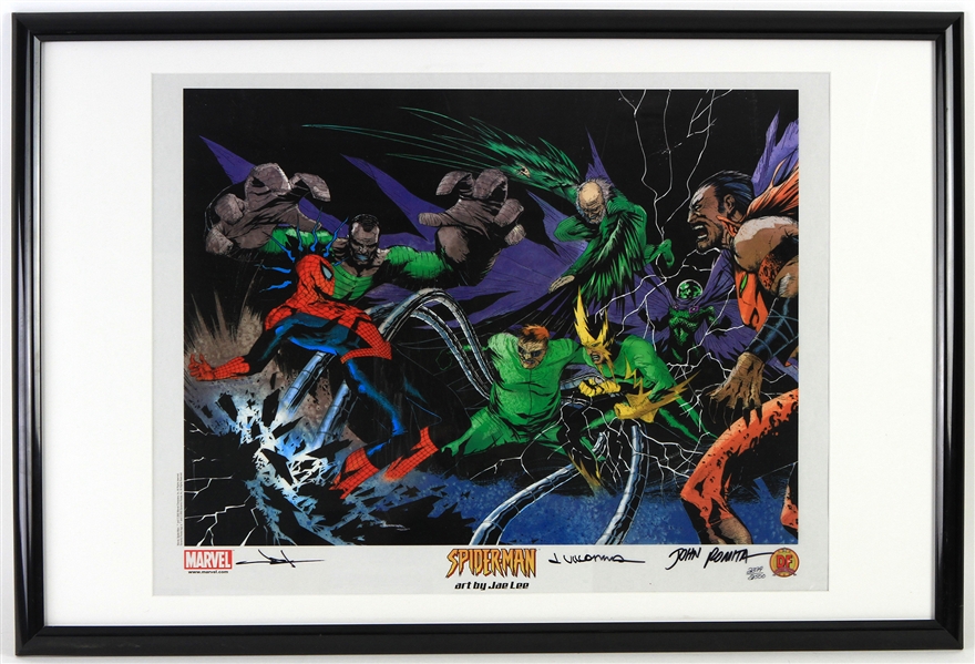 2002 Jae Lee John Romita Sr. Jose Villarubia Signed 21" x 31" Framed Spiderman Lithograph (JSA) 2379/2500