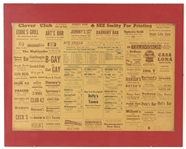 1951 Clover Club 16" x 20" Framed Placemant w/ AL, NL & American Association Standings