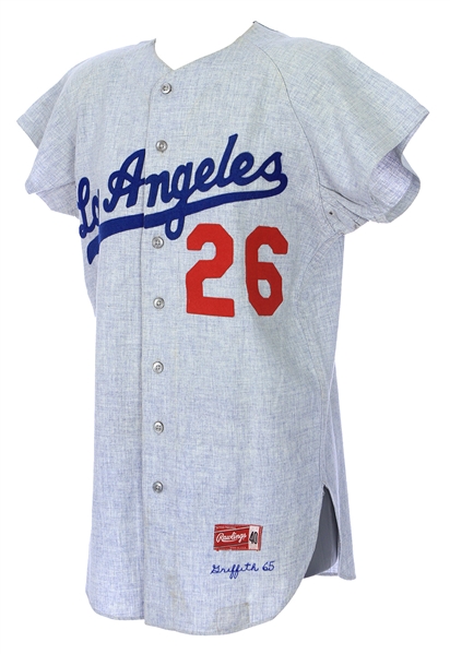 1965 Derrell Griffith Los Angeles Dodgers Game Worn Road Jersey (MEARS A10)