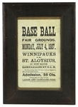 1887 (July 4) Winnipauks vs St. Aloysius of New Haven 10" x 14" Framed Baseball Broadside