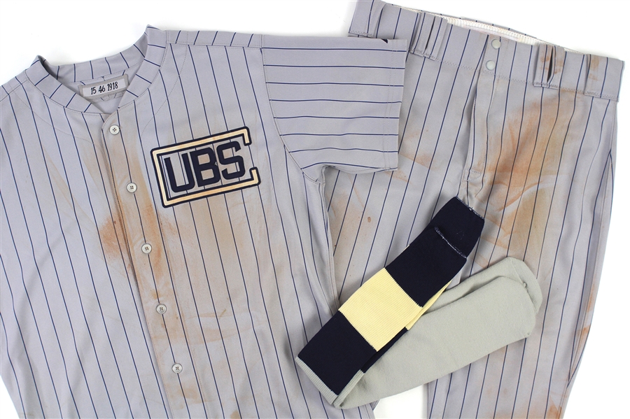 2011 (May 21) Darwin Barney Chicago Cubs Game Worn 1918 Throwback Road Uniform (MEARS LOA/MLB Hologram)