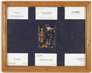 1995 OJ Simpson Buffalo Bills 11" x 14" Framed Display w/ Dream Team Lawyer Business Cards & Signed The Juice Trading Card (JSA)