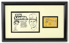 1970 Ron Santo Chicago Cubs 11" x 17" Framed Display w/ 1970 Topps All Star Card & Original Art