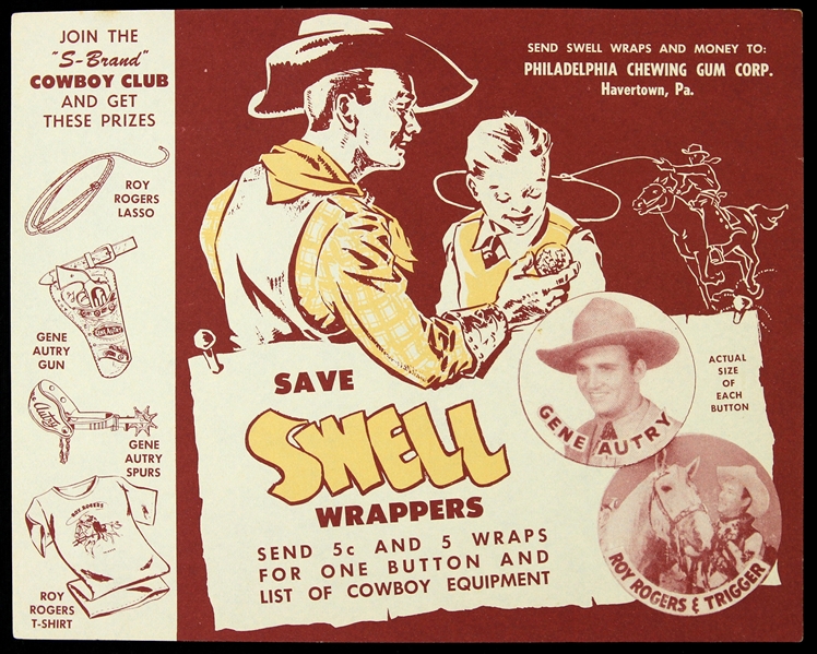 1940s Gene Autry Swell Chewing Gum Promotional Ad
