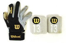 1991-97 Ozzie Guillen Chicago White Sox Game Worn Wilson Batting Glove & Wristbands (MEARS LOA)