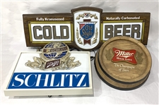 1970s Heilemans Old Style, Schlitz, & Miller Brewing Company Bar Signs (Lot of 3)