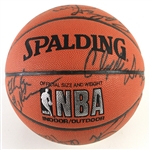 1995-96 Houston Rockets Team Signed ONBA Basketball w/ 12 Signatures Including Hakeem Olajuwon, Clyde Drexler & More (JSA)