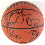 1995-96 Houston Rockets Team Signed ONBA Basketball w/ 12 Signatures Including Hakeem Olajuwon, Clyde Drexler & More (JSA)