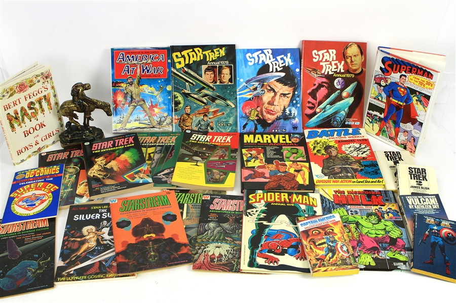1960s-80s Comic Book Sci Fi Paperback & Hardcover Book Collection - Lot of 75+ w/ Star Trek, Stan Lee Presents & More
