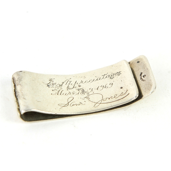 1969 Sam Jones Boston Celtics "In Appreciation" Silver Plated Money Clip (MEARS LOA)