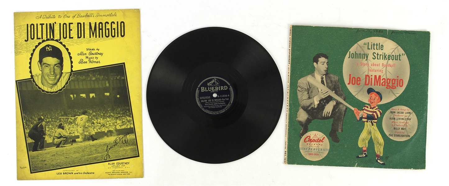 1940s Joe DiMaggio New York Yankees Record & Sheet Music Collection - Lot of 3
