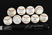2010s Seattle Marines Signed OML Selig Baseballs & Rawlings Adirondack Bat - Lot of 10