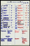 1993 (May 8) Cleveland Indians Chicago White Sox Lineup Card (MEARS LOA)