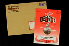 1951 Cleveland Browns New York Giants Program w/ Original Mailing Envelope(JSA)