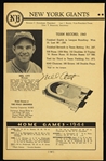 1944 Mel Ott New York Giants Signed Program Page (*Full JSA Letter*)