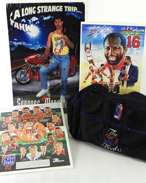 1970s-90s Basketball Memorabilia Collection - Lot of 12 w/ Alcindor Rookie Program, Lithuanian Olympic Trunks, Signed Items & More 