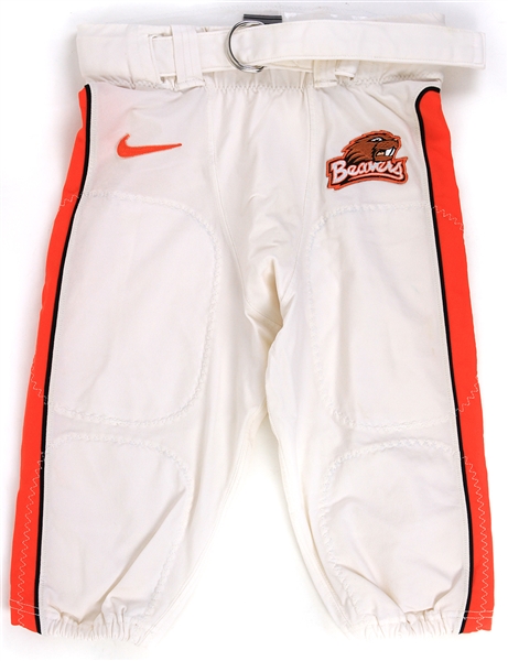 2007-12 Oregon State Beavers Game Worn White Football Uniform Pants (MEARS LOA)