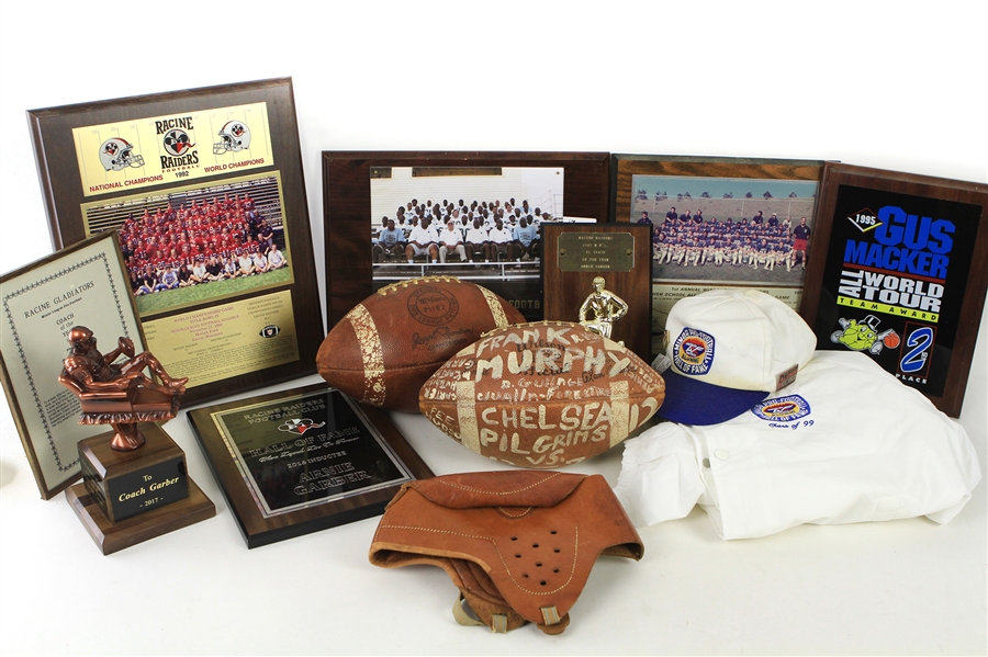 1960s-2010s Arnie Garber Wisconsin Trainer/Coach Memorabilia Collection - Lot of 35 w/ Game Used Footballs, Apparel & More (MEARS LOA) 