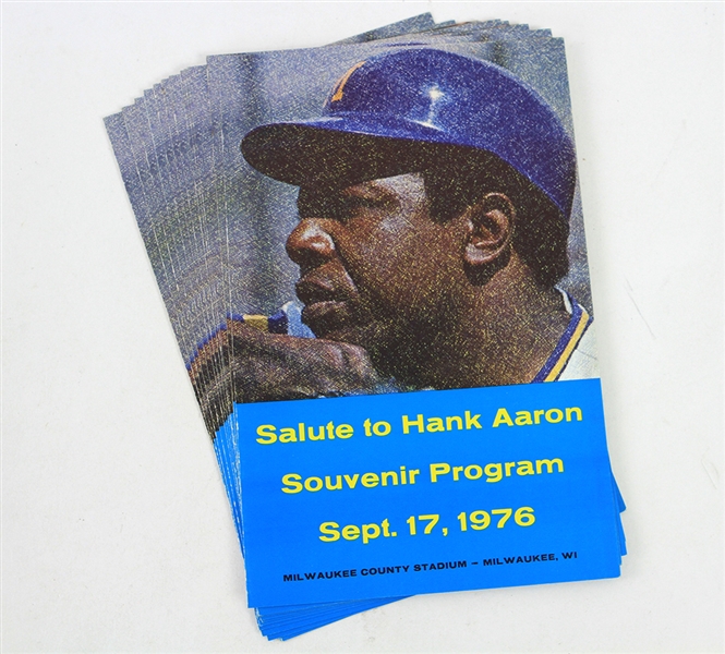 1976 Hank Aaron Milwaukee Brewers Salute to Hank Aaron Programs - Lot of 12