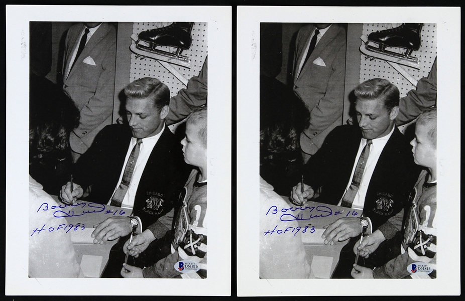 2000s Bobby Hull Chicago Blackhawks Signed 8" x 10" Photos - Lot of 2 (Beckett)