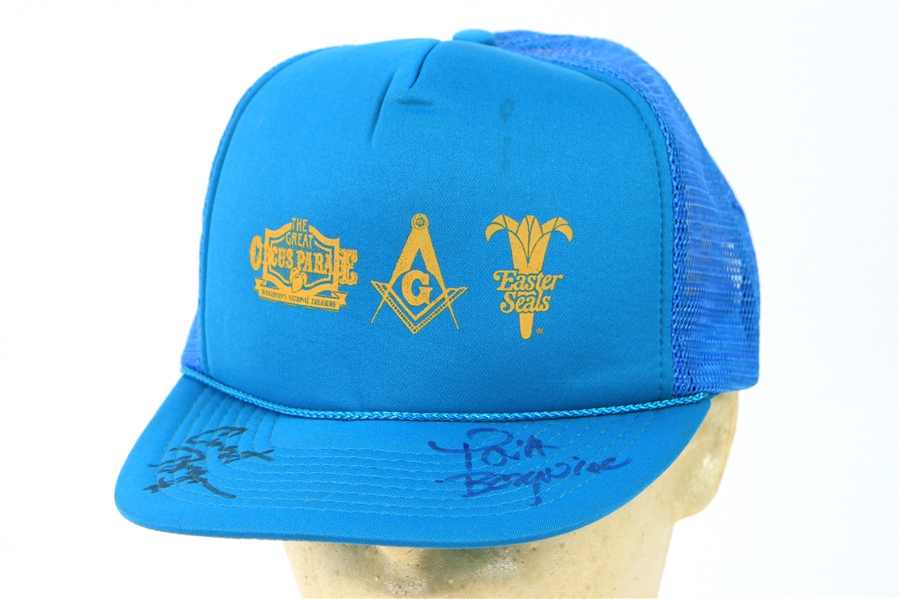 1980s Ernest & Tova Borgnine Signed Great Circus Parade Cap (JSA)