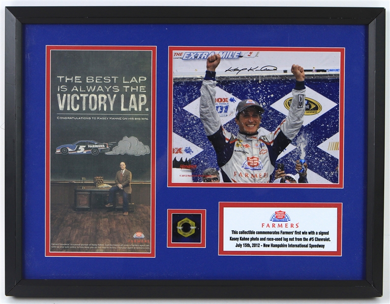 2012 Kasey Kahne NASCAR Driver 17" x 22" Framed Display w/ Race Used Lugnut, Signed Photo & More (JSA)