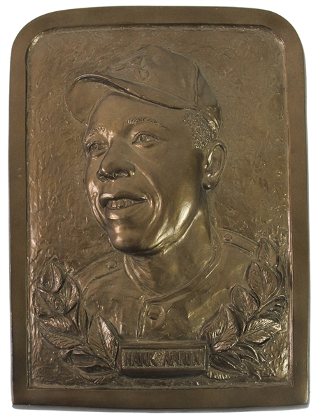 1974 Hank Aaron Atlanta Braves 9" x 12" Bronze Painted Ceramic Relief Wall Display