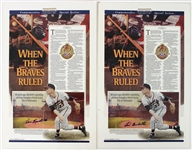 1997 Lew Burdette Milwaukee Braves Signed 15" x 23.5" Laminated Milwaukee Journal Sentinel Commemorative Pages - Lot of 2 (JSA)