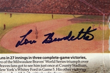 1997 Lew Burdette Milwaukee Braves Signed 15 x 23.5 Laminated Milwaukee Journal Sentinel Commemorative Pages - Lot of 2 (JSA)