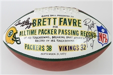 1997 Bart Starr Brett Favre Green Bay Packers Signed ONFL Tagliabue Franchise TD Record Presentation Football (MEARS LOA/JSA)