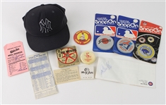 1930s-2000s Baseball Memorabilia Collection - Lot of 11 w/ MOC Bike Reflectors, Carlton Fisk Signed Ticket Brochure & More
