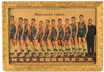 1949-2015 Basketball Memorabilia Collection - Lot of 3 w/ 11 x 16 Framed 1949 Minneapolis Lakers Team Photo, Steph Curry All Star Jersey & More