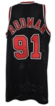 1997-98 Dennis Rodman Chicago Bulls Signed Game Worn Alternate Uniform (MEARS A10) NBA Champions