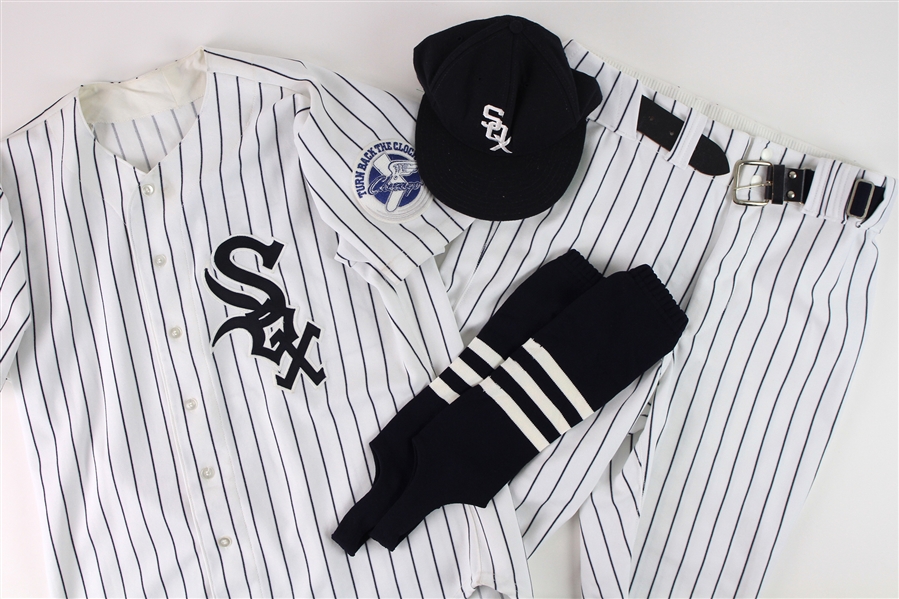 1994 Dan Pasqua Chicago White Sox 1964 Throwback Uniform w/ Pants, Belt, Hat & Stirrups (MEARS A10)
