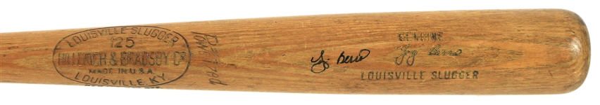1951-57 Yogi Berra New York Yankees Signed H&B Louisville Slugger Professional Model Game Used Bat (MEARS A8 & PSA/DNA GU7 & JSA)