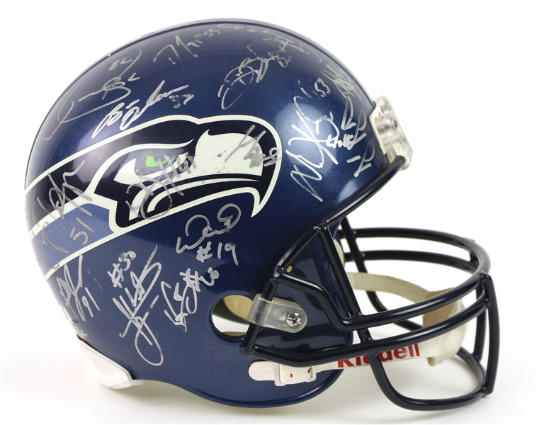 2005 Seattle Seahawks Super Bowl XL Team Signed Full Size Display Helmet w/ 36 Signatures Including Shaun Alexander, Lofa Tatupu, Matt Hasselbeck & More (Beckett Authentication)
