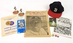 1960s-90s Baseball Memorabilia Collection - Lot of 11 w/ Hank Aaron, Pinback Buttons, Boston Braves Cap & More