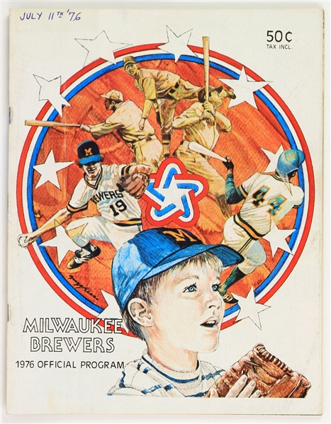 1976 Hank Aaron Milwaukee Brewers County Stadium Career HR #754 Scored Game Program