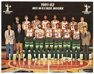 1981-82 Milwaukee Bucks Team Signed 8.5" x 11" Photo w/ 17 Signatures Including Don Nelson, Sidney Moncrief, Bob Lanier, Marques Johnson & More