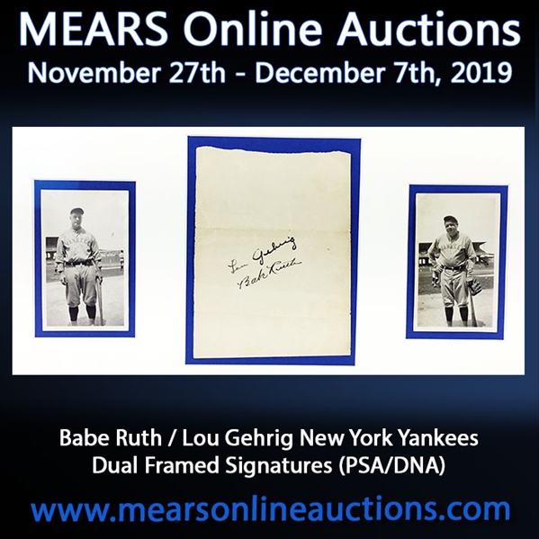 1927-28 Babe Ruth Lou Gehrig New York Yankees 14" x 21" Framed Display w/ Dual Signed Cut (Full PSA Letter/DNA)