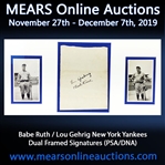 1927-28 Babe Ruth Lou Gehrig New York Yankees 14" x 21" Framed Display w/ Dual Signed Cut (Full PSA Letter/DNA)