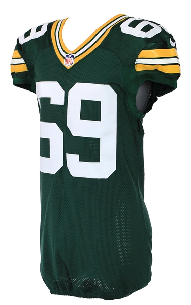 2013-17 David Bakhtiari Green Bay Packers Signed Game Worn Home Jersey (MEARS A5/Packers COA)
