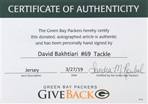 2013-17 David Bakhtiari Green Bay Packers Signed Game Worn Home Jersey (MEARS A5/Packers COA)
