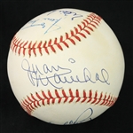1991-92 Willie Mays Willie McCovey Juan Marichal Gaylord Perry Multi Signed ONL White Baseball (JSA)