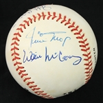 1991-92 Willie Mays Willie McCovey Juan Marichal Gaylord Perry Multi Signed ONL White Baseball (JSA)